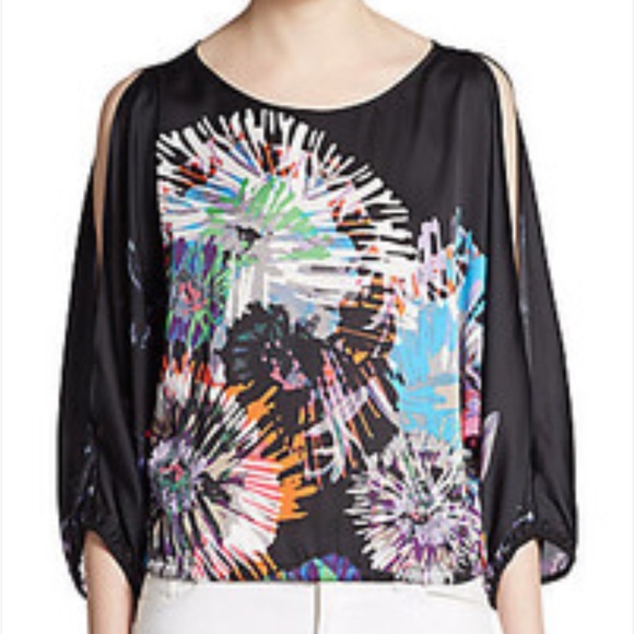 BCBGMAXAZRIA Women's Black Floral Top - Picture 3 of 7
